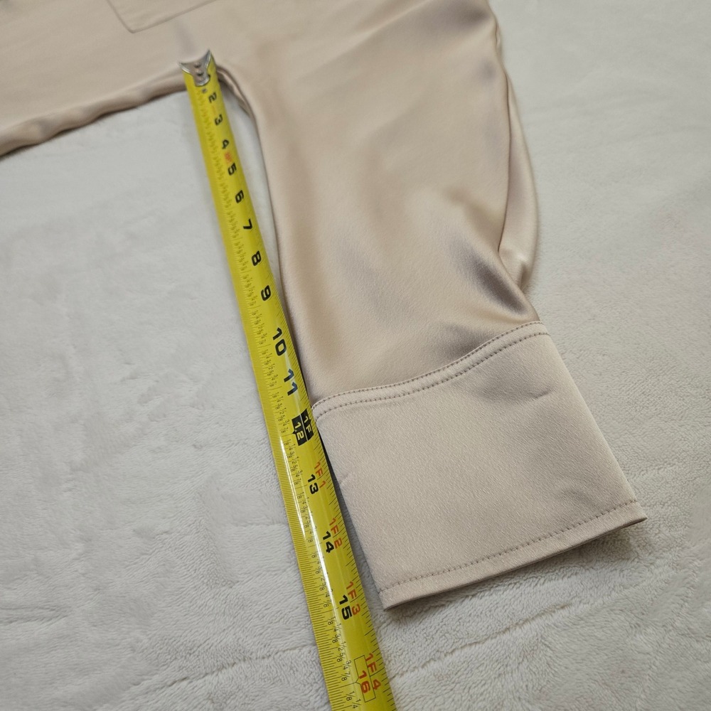 Vince Womens Champagne Beige Satin Relaxed Cropped Button Down Blouse Medium M - Picture 6 of 16